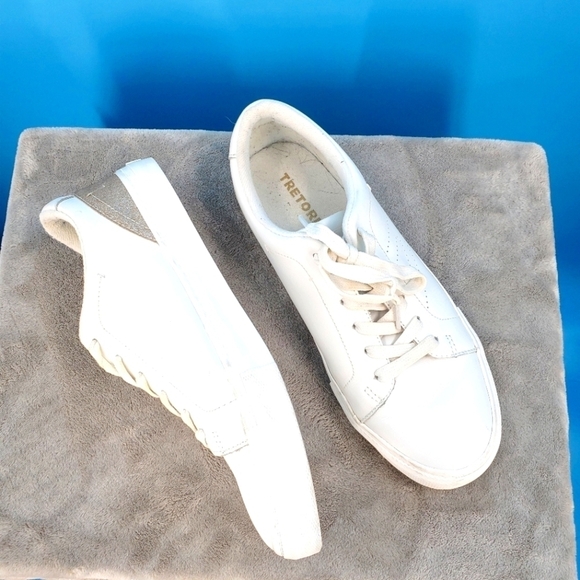 Tretorn white sneakers with gold sparkle heel 9.5 - Picture 1 of 11
